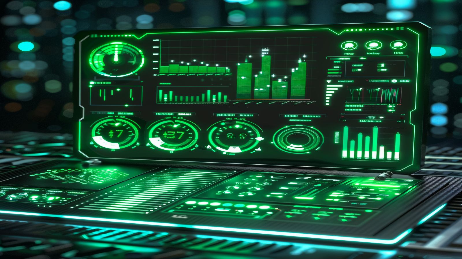 Painel de status operacional com indicadores de disponibilidade